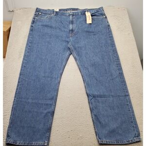 Levi's 505 Straight Jeans Mens 50x32 Blue Denim Regular Fit Medium Wash Red Tab